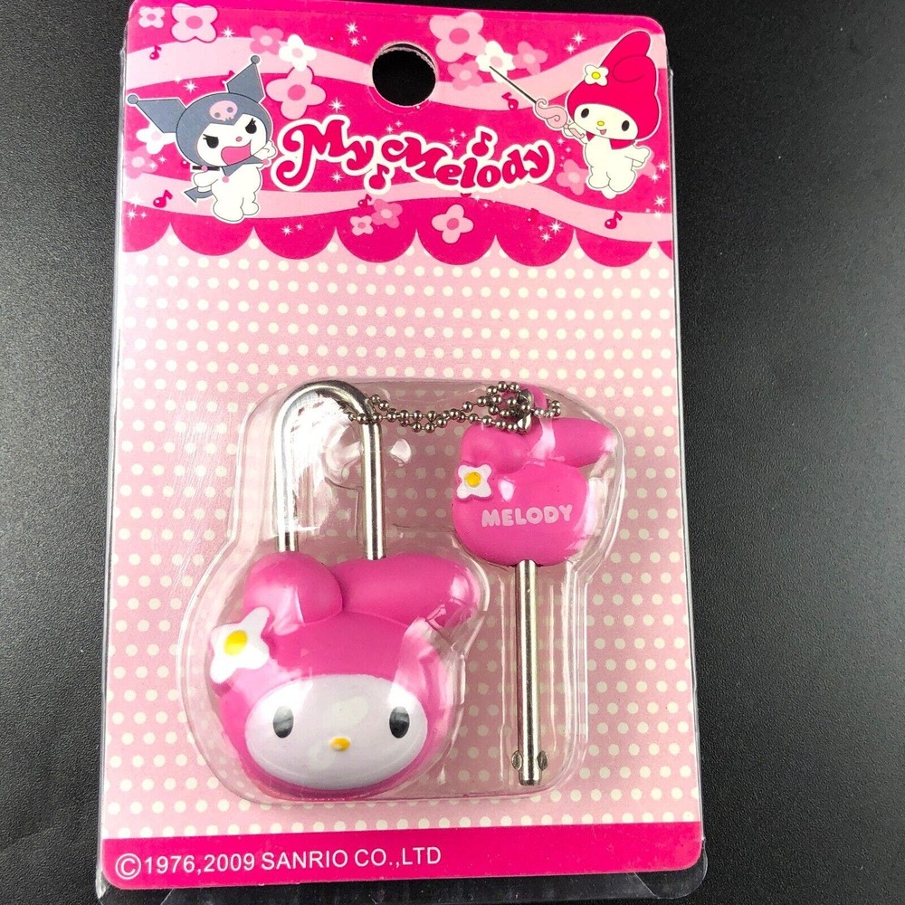 Sanrio Hello Kitty My Melody 3D Lock and Key Kawaii Pink‎ 2009 Japan Version NOS